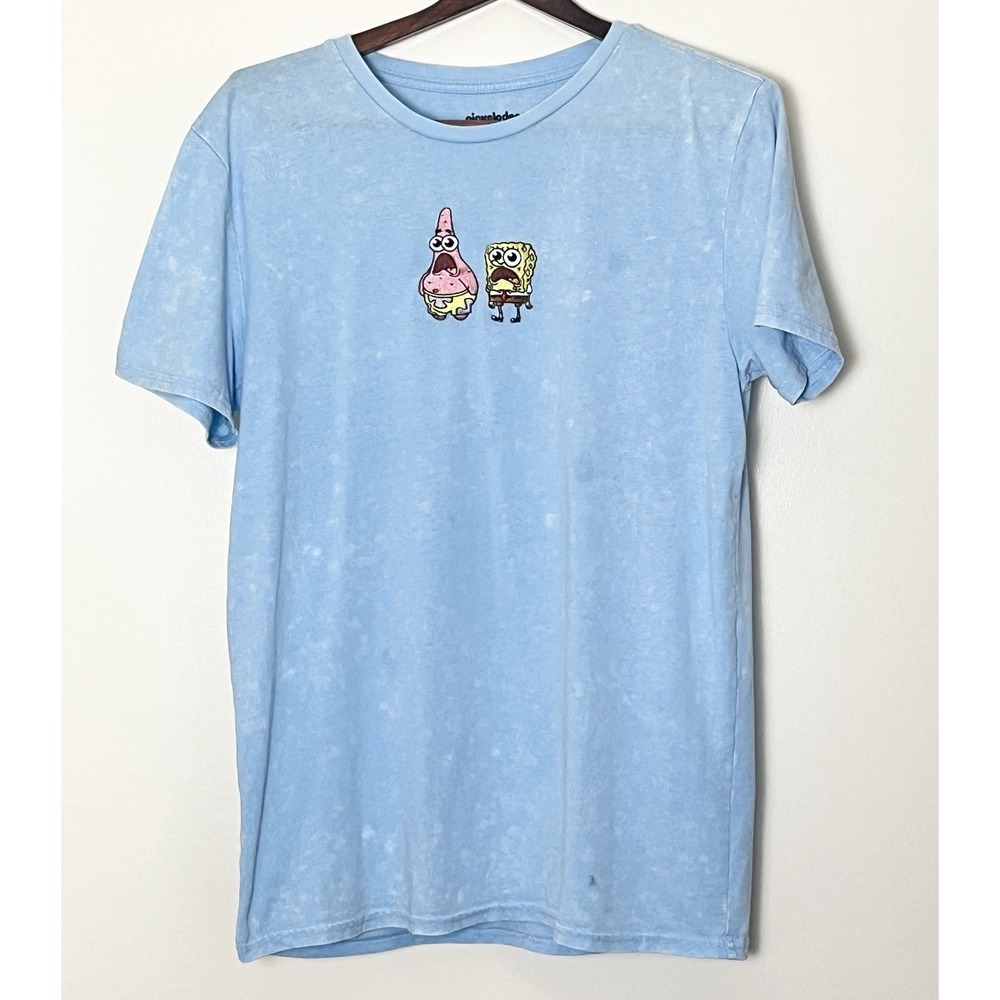 Nickelodeon SpongeBob Shirt Men's Medium Blue Embroidered Patrick Beach Cartoon